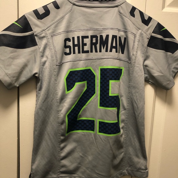 Nike On Field NFL Seattle Seahawks #25 Sherman Women's Gray Football Jersey Sz S - Picture 8 of 12